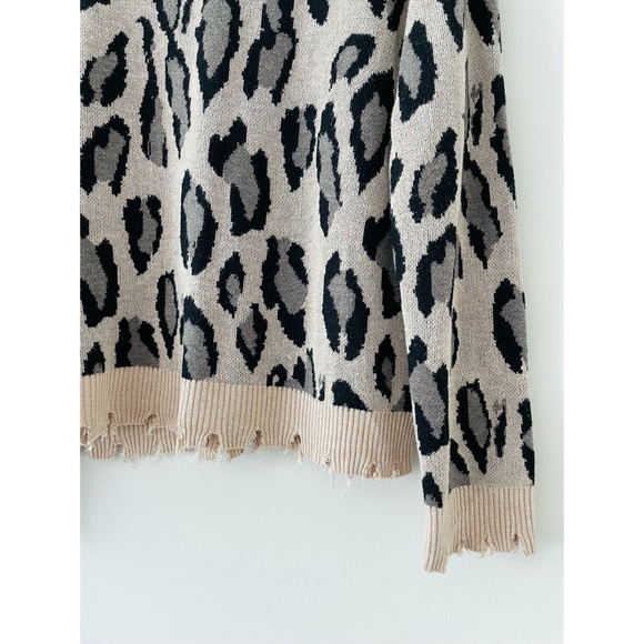 FATE 🌈 Distressed Leopard Print Sweater in Taupe & Black from Anthropologie - Picture 12 of 16
